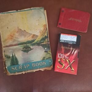 Vintage Scrapbook and Red Notebook Set
